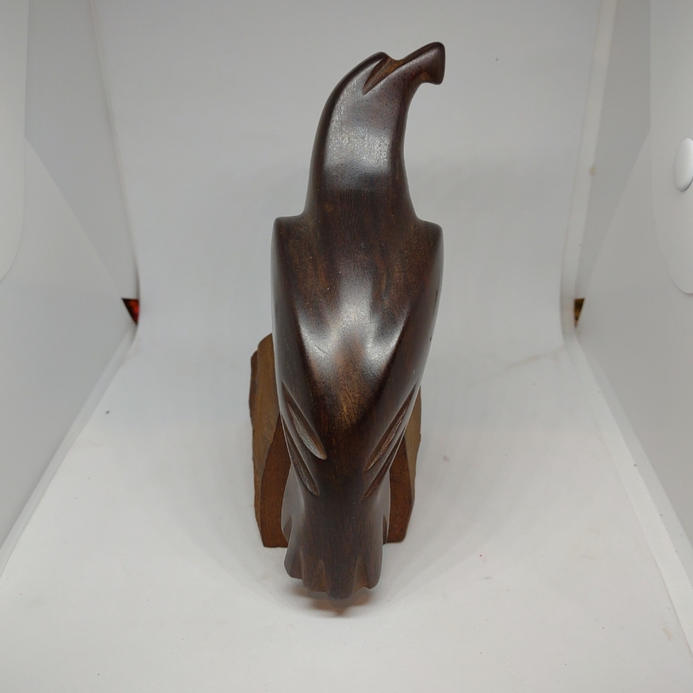 Vintage Hand Carved Large Ironwood Wooden American Eagle Falcon Sculpture 6"H